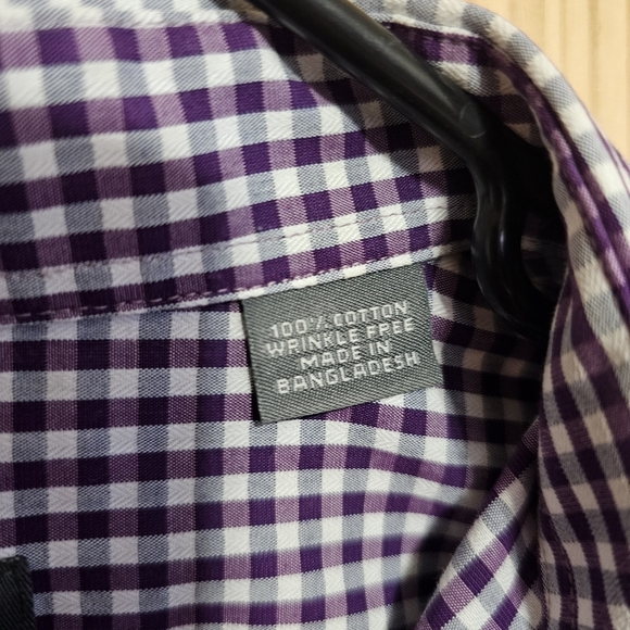 Kenneth Cole Reaction Purple Checkered Men's Shirt - Picture 4 of 8